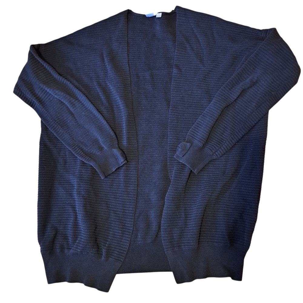 Twik Black Ribbed Open Front Cardigan | Size S | Relaxed Fit